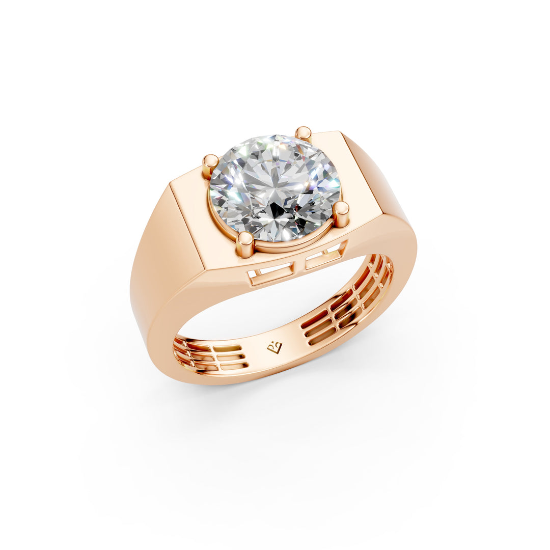 Aariel Round Solitaire Diamond Men Ring