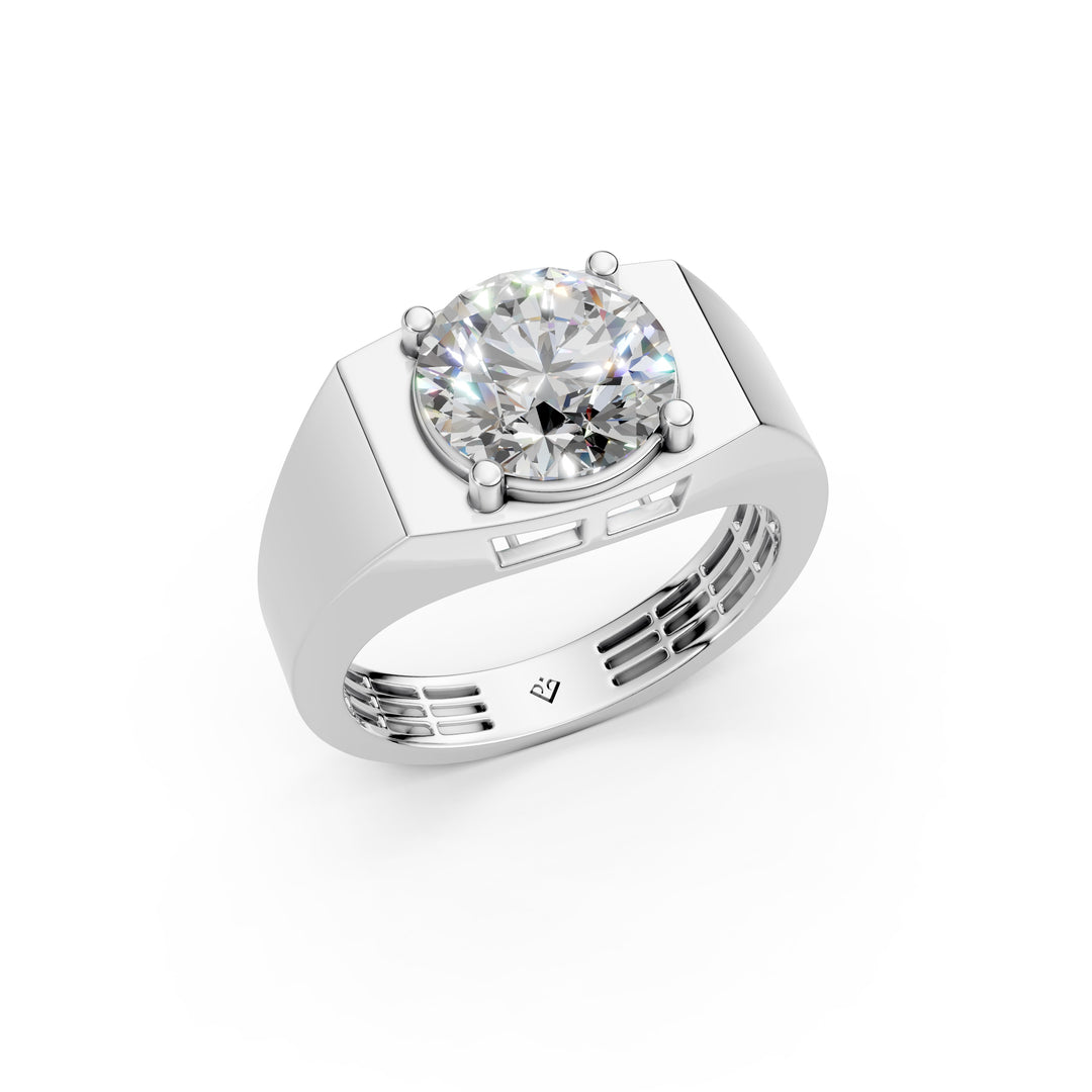 Aariel Round Solitaire Diamond Men Ring