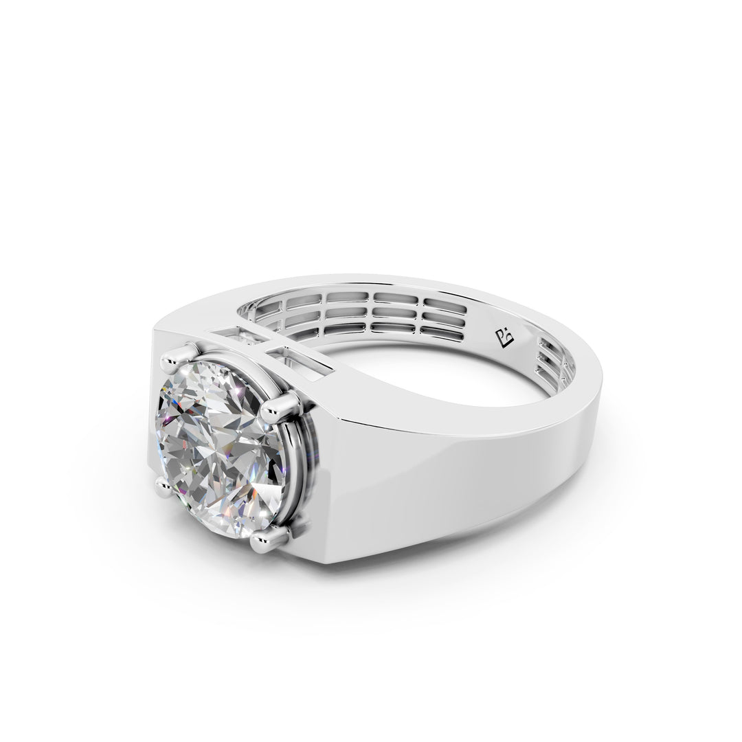 Aariel Round Solitaire Diamond Men Ring