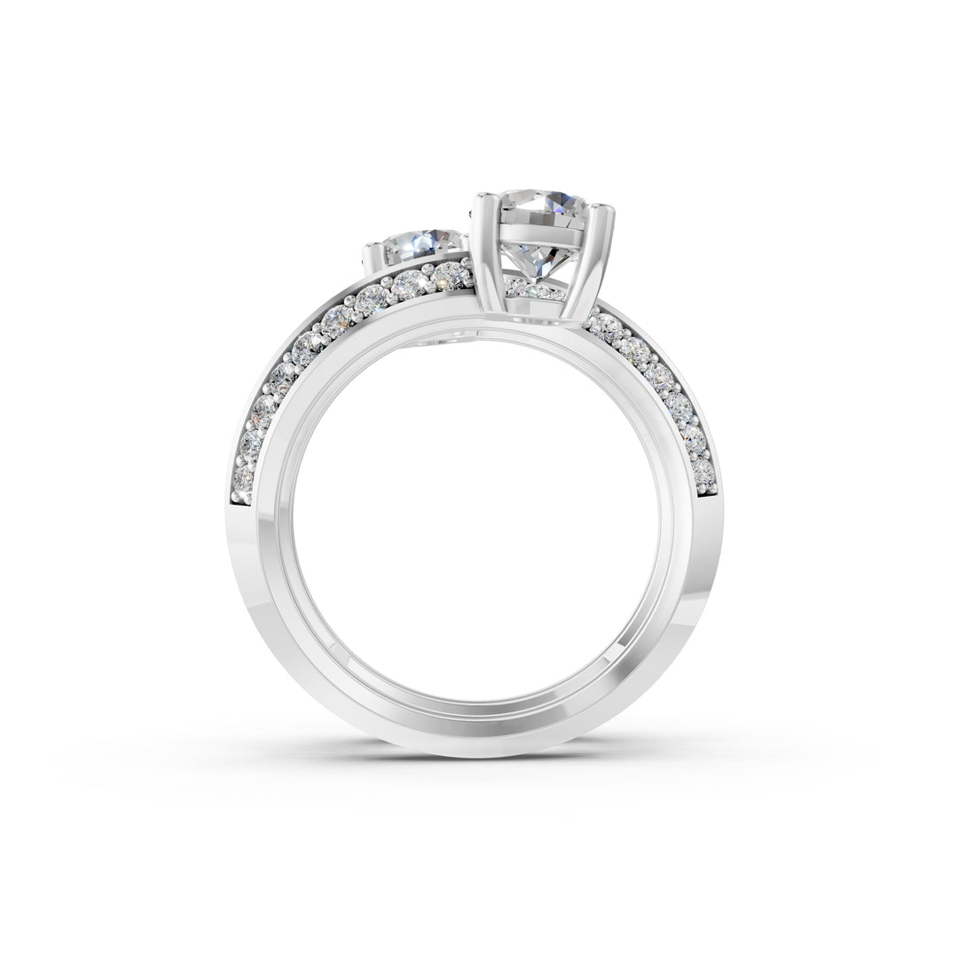 Aerna Oval Solitaire Diamond Spiral Womens Ring