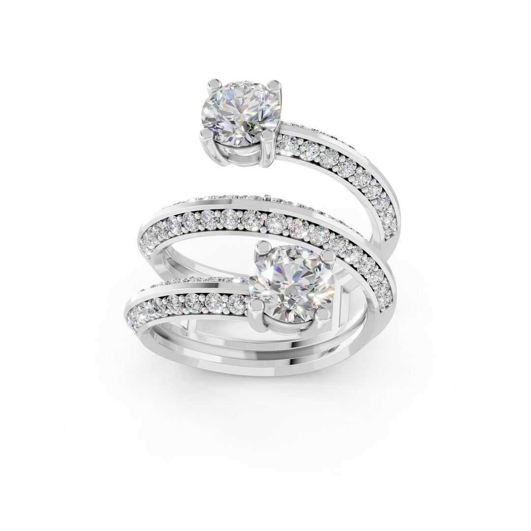 Aerna Oval Solitaire Diamond Spiral Womens Ring