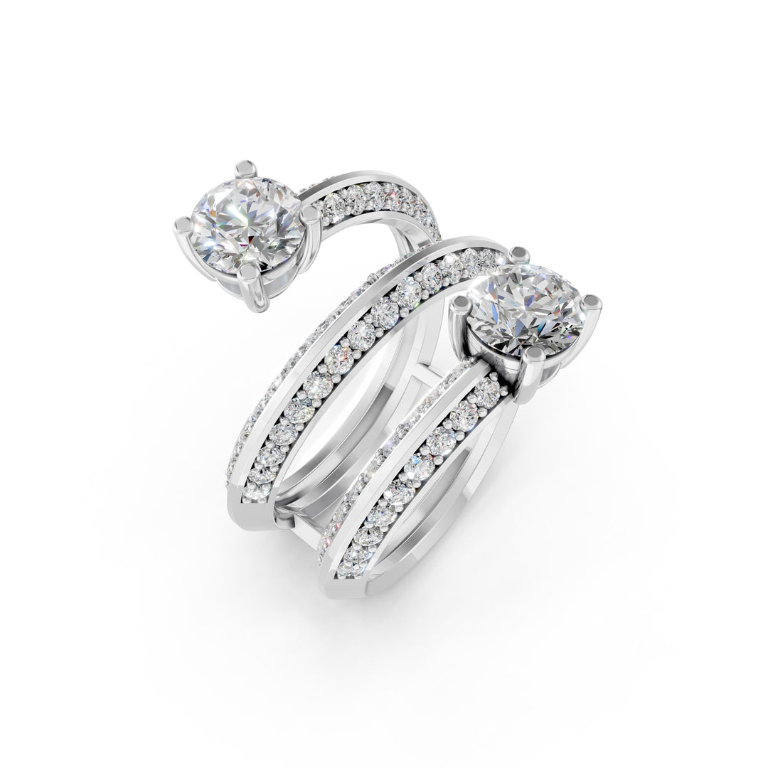 Aerna Oval Solitaire Diamond Spiral Womens Ring