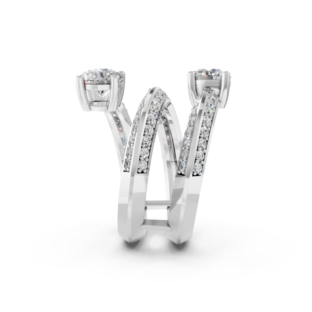 Aerna Oval Solitaire Diamond Spiral Womens Ring