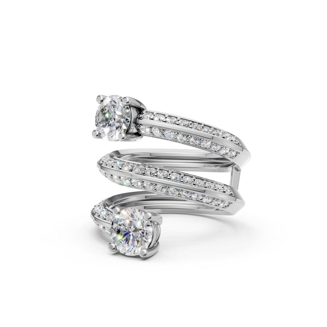Aerna Oval Solitaire Diamond Spiral Womens Ring