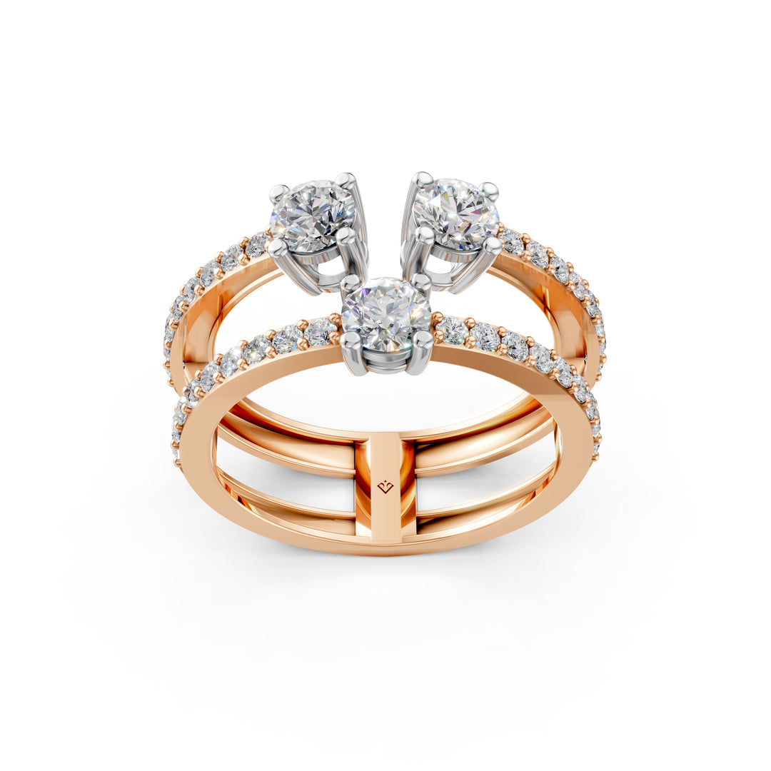 Aesha Round Solitaire Diamond Doule Womens Ring