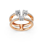 Load image into Gallery viewer, Aesha Round Solitaire Diamond Doule Womens Ring
