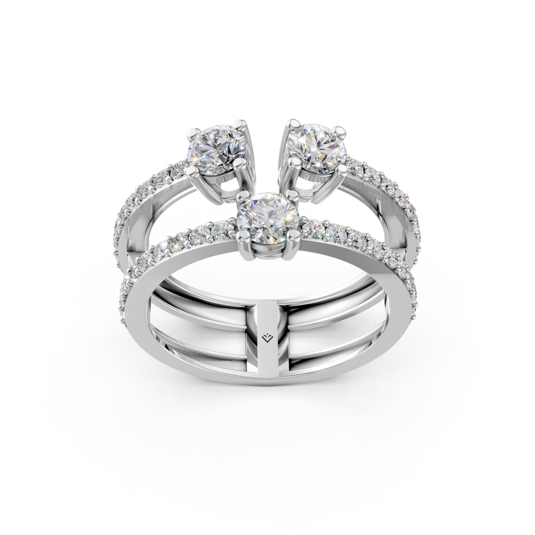 Aesha Round Solitaire Diamond Doule Womens Ring