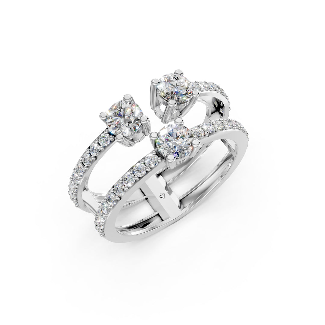 Aesha Round Solitaire Diamond Doule Womens Ring