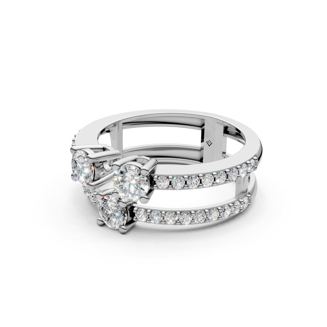 Aesha Round Solitaire Diamond Doule Womens Ring