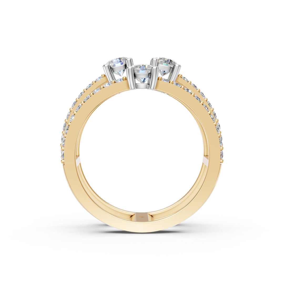 Aesha Round Solitaire Diamond Doule Womens Ring