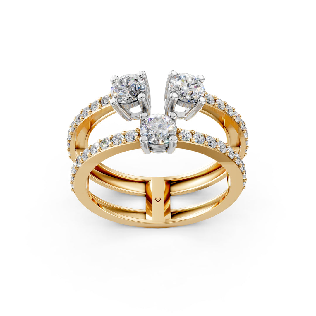 Aesha Round Solitaire Diamond Doule Womens Ring