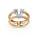 Load image into Gallery viewer, Aesha Round Solitaire Diamond Doule Womens Ring
