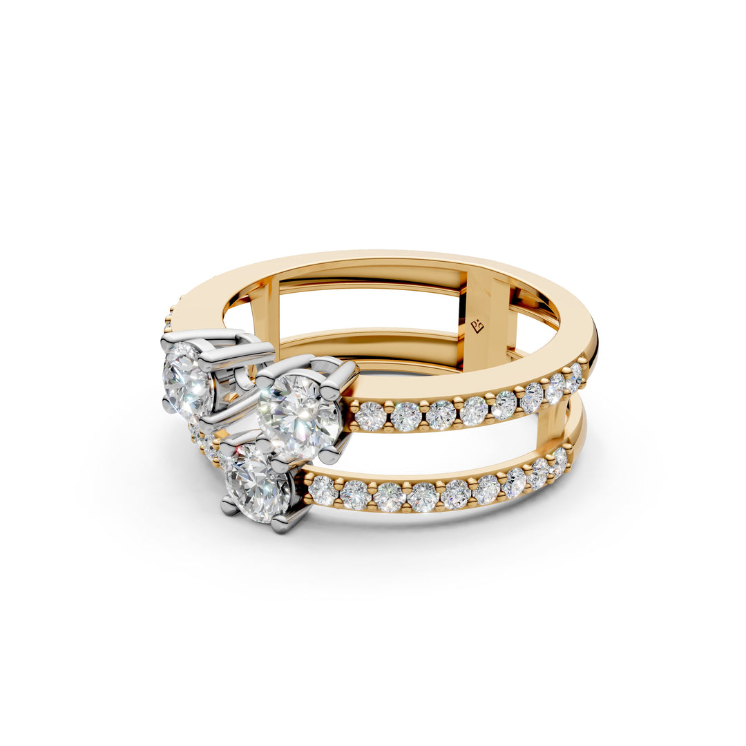 Aesha Round Solitaire Diamond Doule Womens Ring