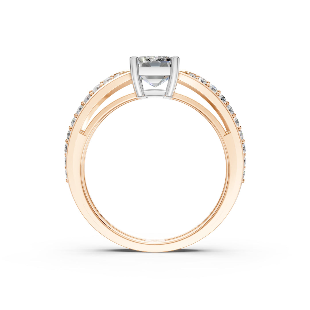 Afiya Emerald Solitaire Diamond Womens Ring
