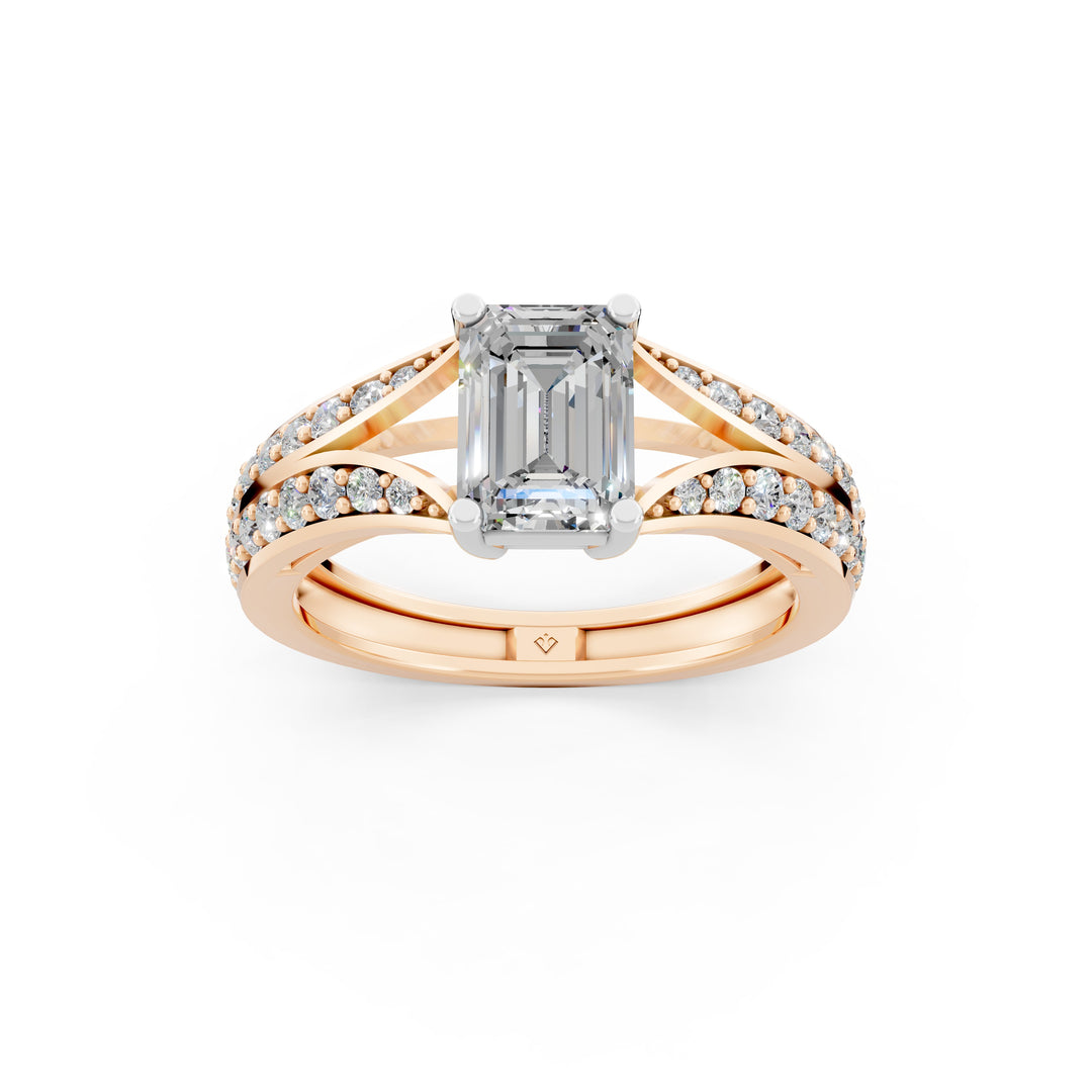 Afiya Emerald Solitaire Diamond Womens Ring