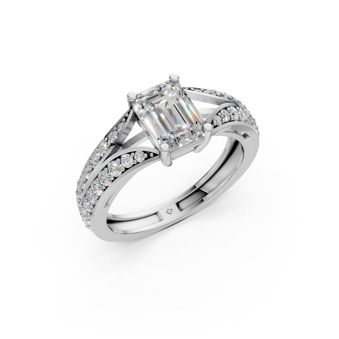 Afiya Emerald Solitaire Diamond Womens Ring