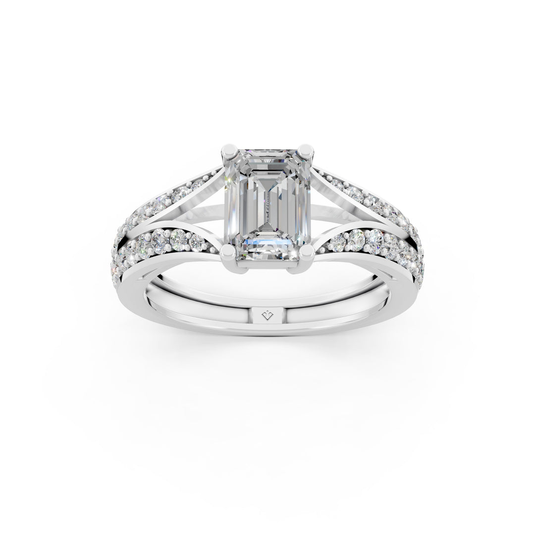Afiya Emerald Solitaire Diamond Womens Ring