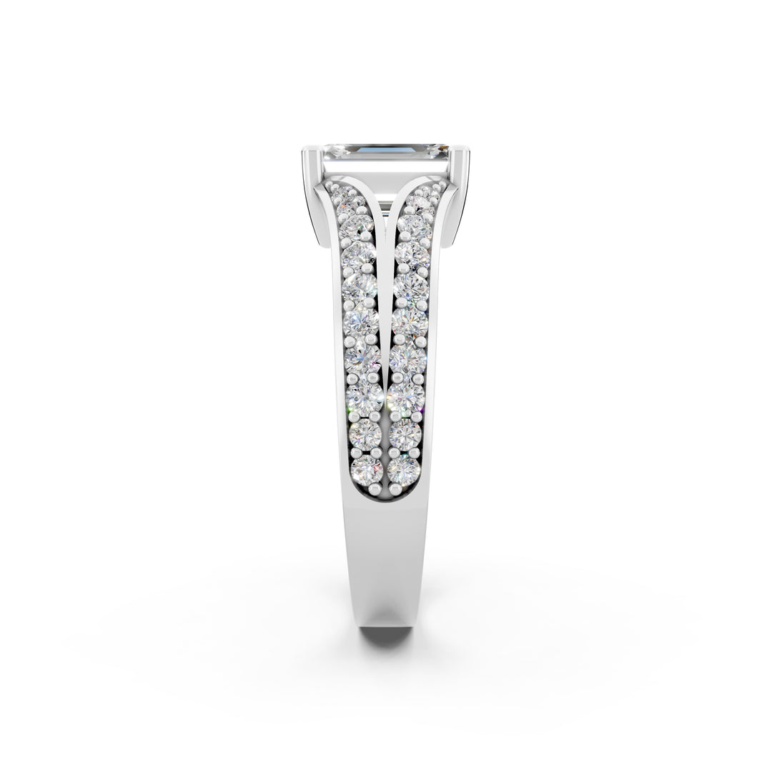 Afiya Emerald Solitaire Diamond Womens Ring