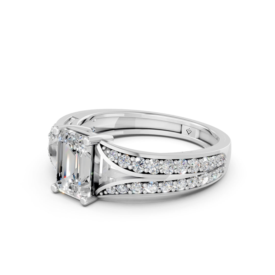 Afiya Emerald Solitaire Diamond Womens Ring