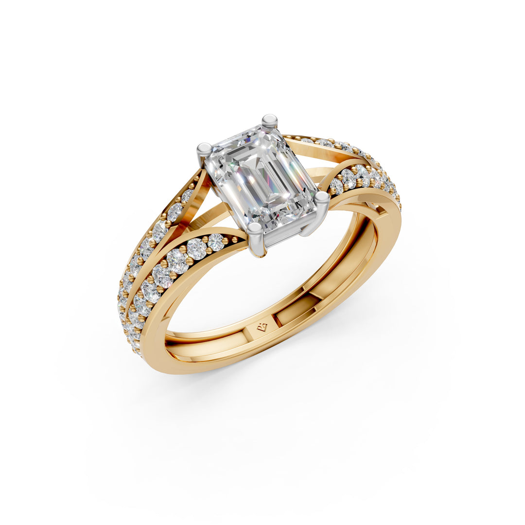 Afiya Emerald Solitaire Diamond Womens Ring