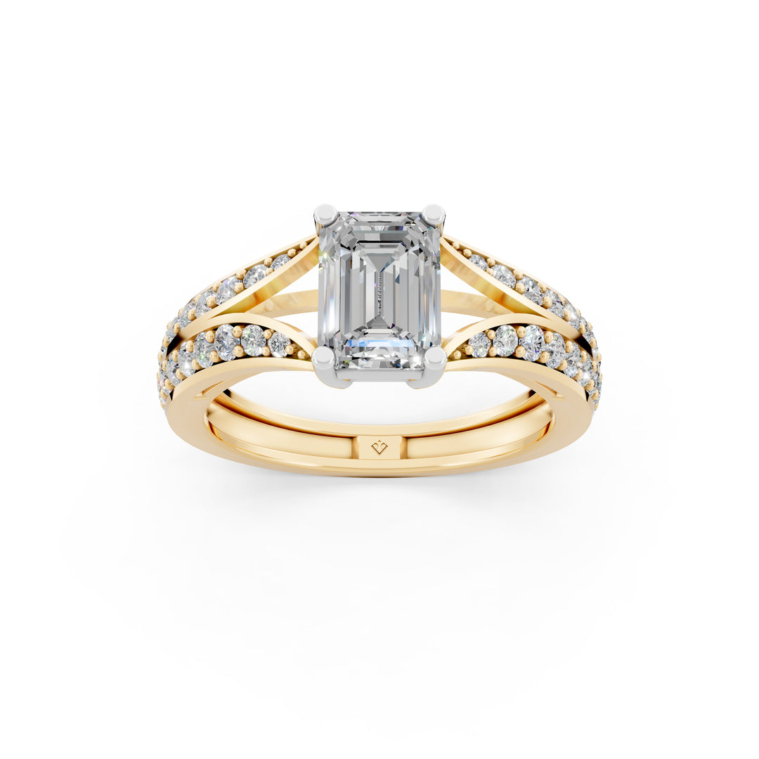 Afiya Emerald Solitaire Diamond Womens Ring