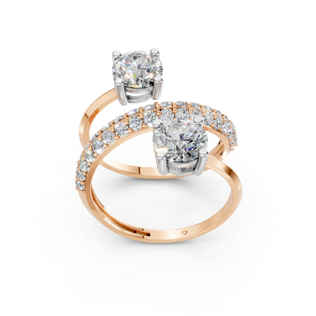Alaya Pear Solitaire Diamond spiral Womens Ring