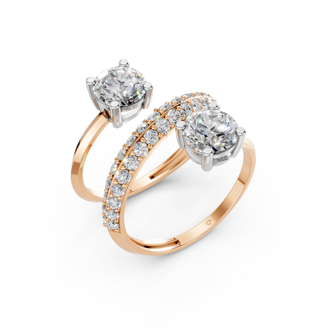Alaya Pear Solitaire Diamond spiral Womens Ring