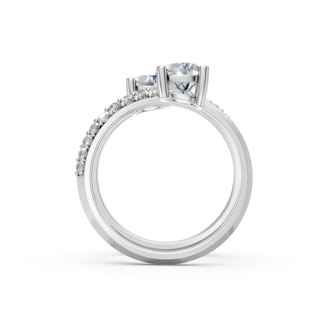 Alaya Pear Solitaire Diamond spiral Womens Ring