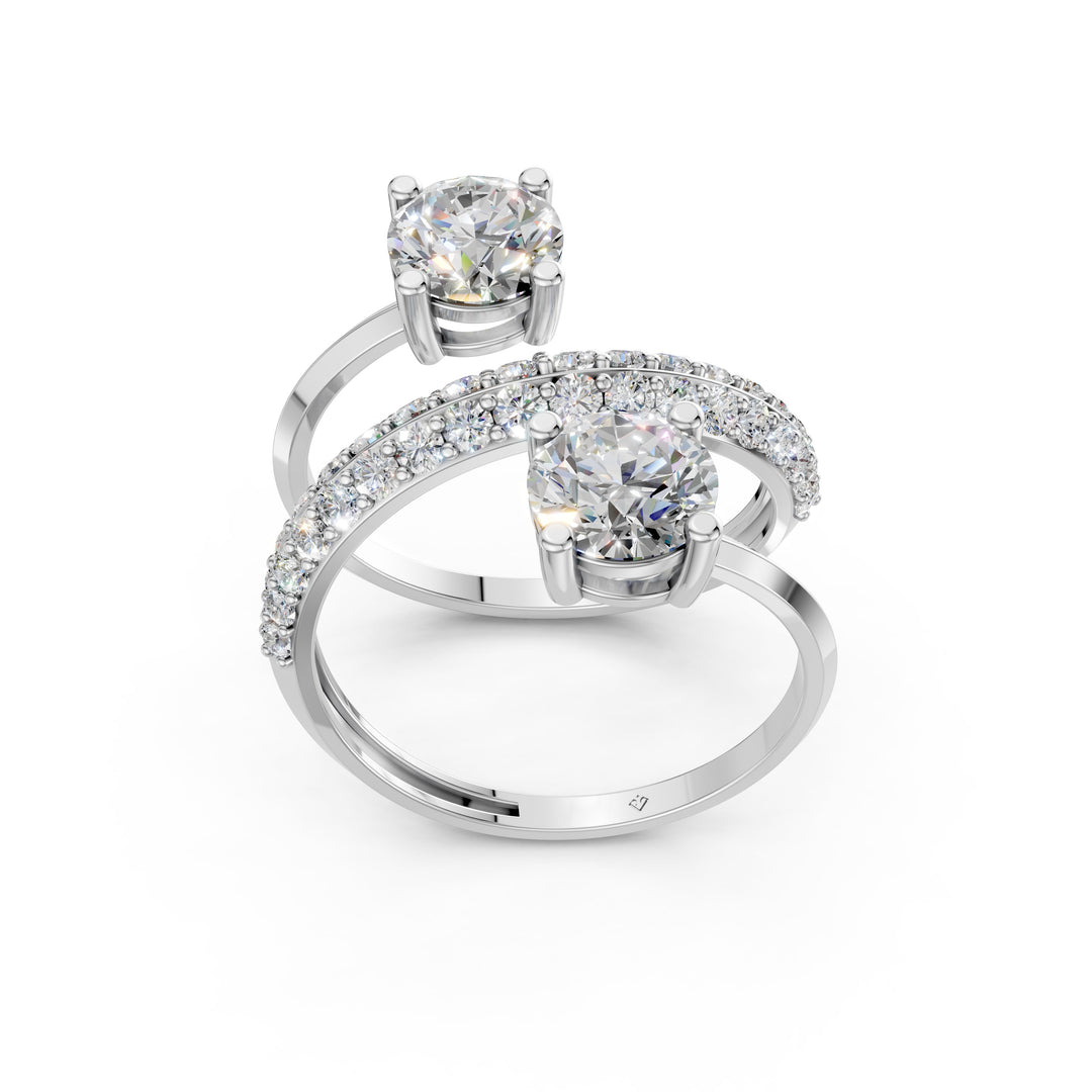 Alaya Pear Solitaire Diamond spiral Womens Ring