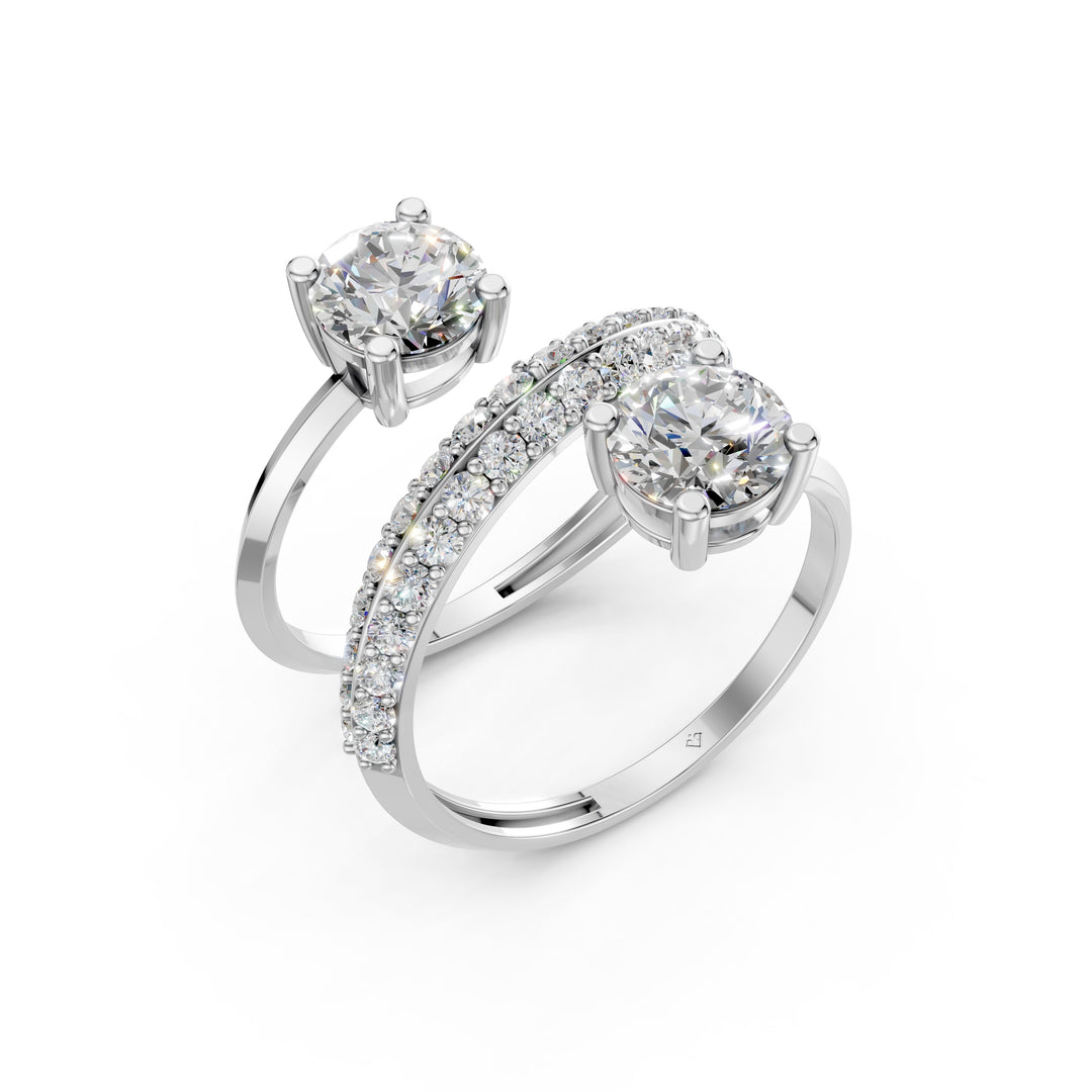 Alaya Pear Solitaire Diamond spiral Womens Ring