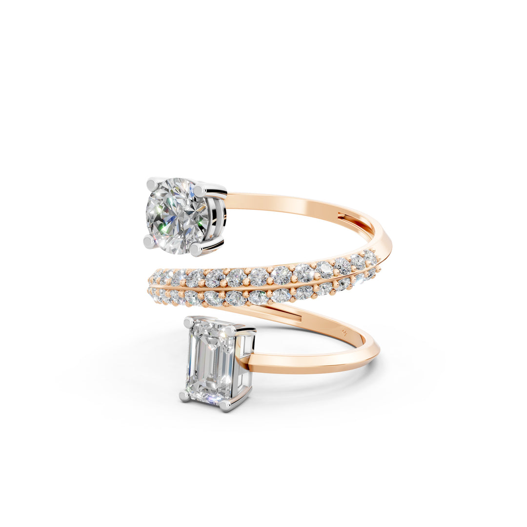 Alina Emerald Solitaire Diamond spiral Womens Ring