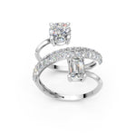 Load image into Gallery viewer, Alina Emerald Solitaire Diamond spiral Womens Ring
