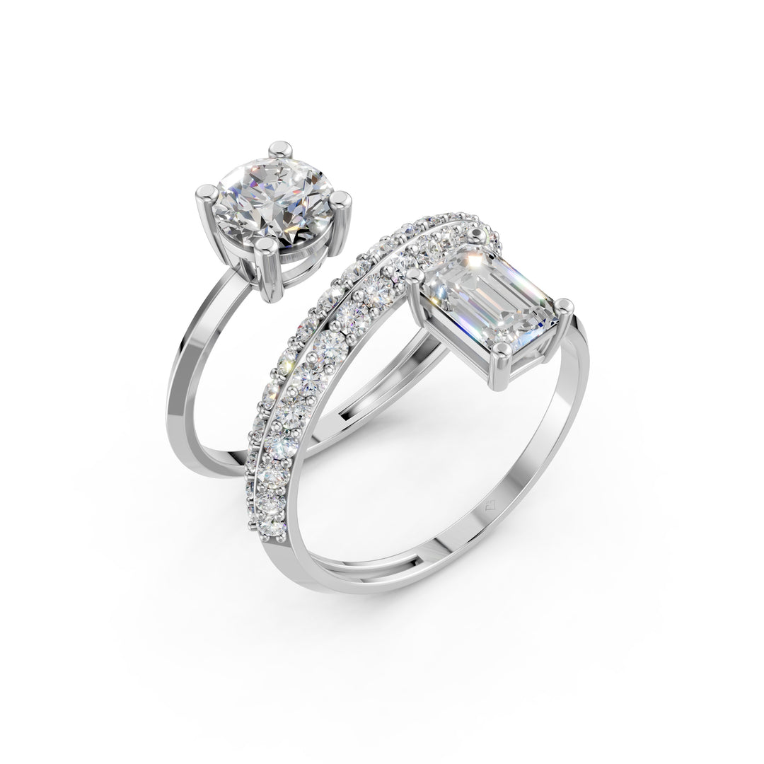 Alina Emerald Solitaire Diamond spiral Womens Ring
