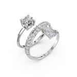 Load image into Gallery viewer, Alina Emerald Solitaire Diamond spiral Womens Ring
