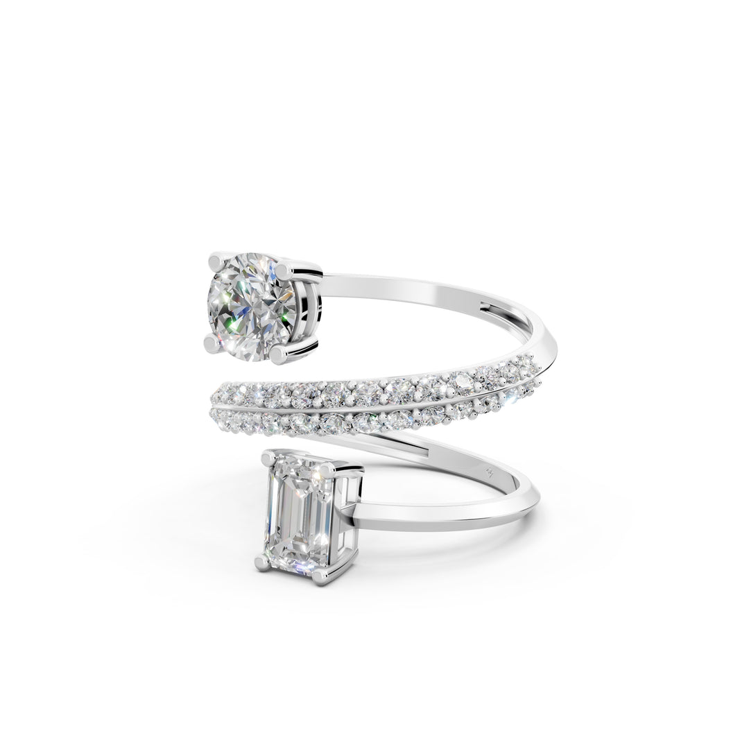 Alina Emerald Solitaire Diamond spiral Womens Ring