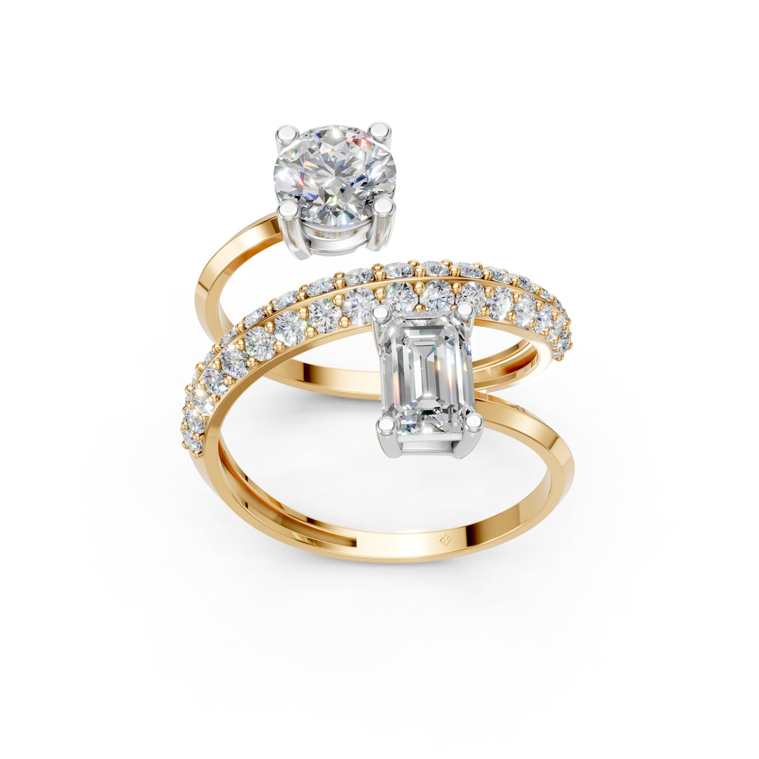 Alina Emerald Solitaire Diamond spiral Womens Ring