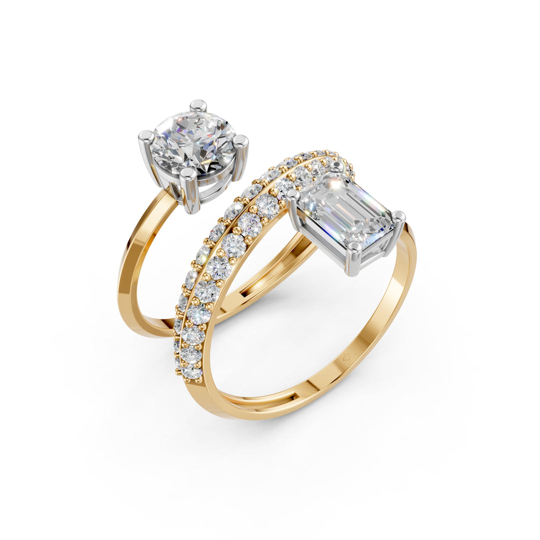 Alina Emerald Solitaire Diamond spiral Womens Ring