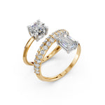 Load image into Gallery viewer, Alina Emerald Solitaire Diamond spiral Womens Ring
