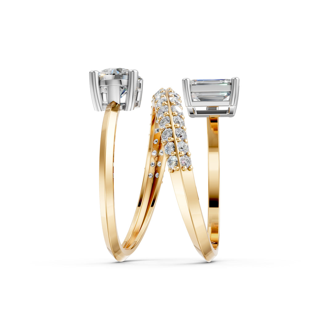 Alina Emerald Solitaire Diamond spiral Womens Ring