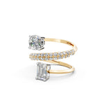 Load image into Gallery viewer, Alina Emerald Solitaire Diamond spiral Womens Ring
