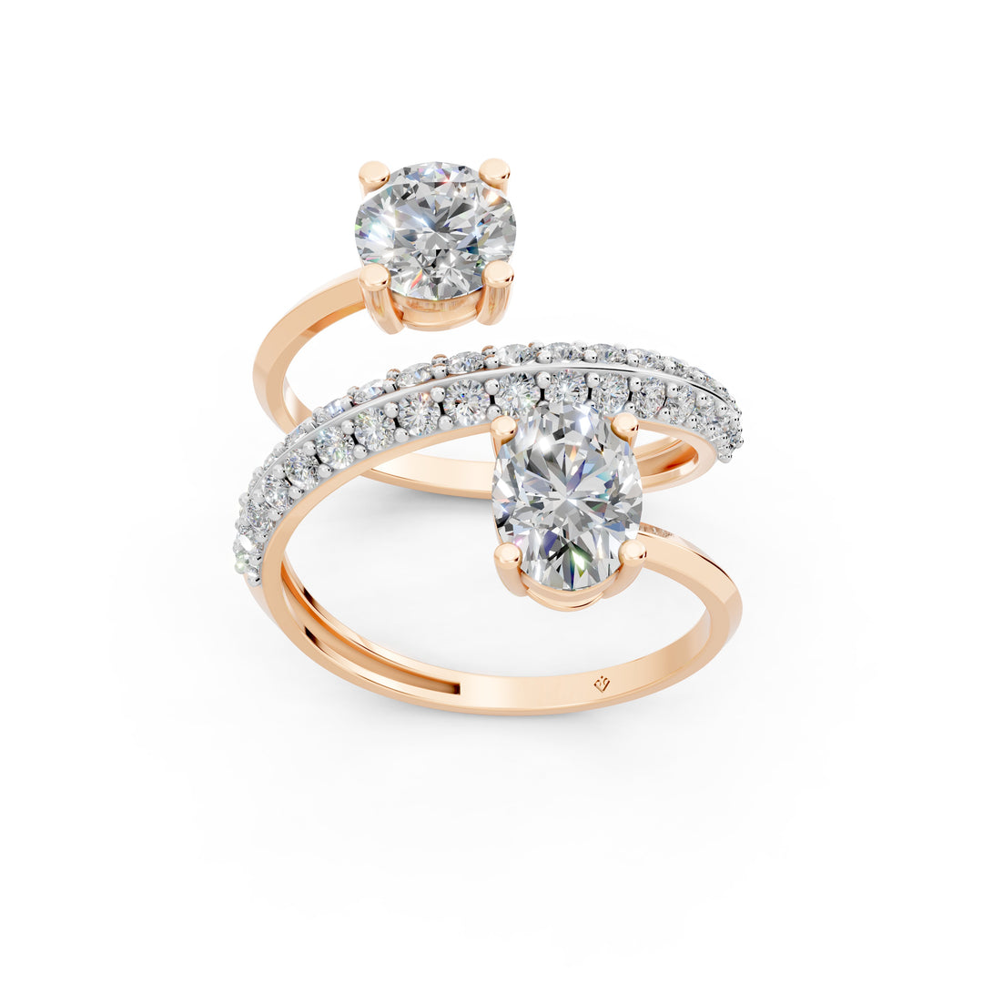 Amara Oval Solitaire Diamond spiral Womens Ring