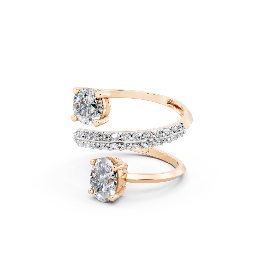 Amara Oval Solitaire Diamond spiral Womens Ring