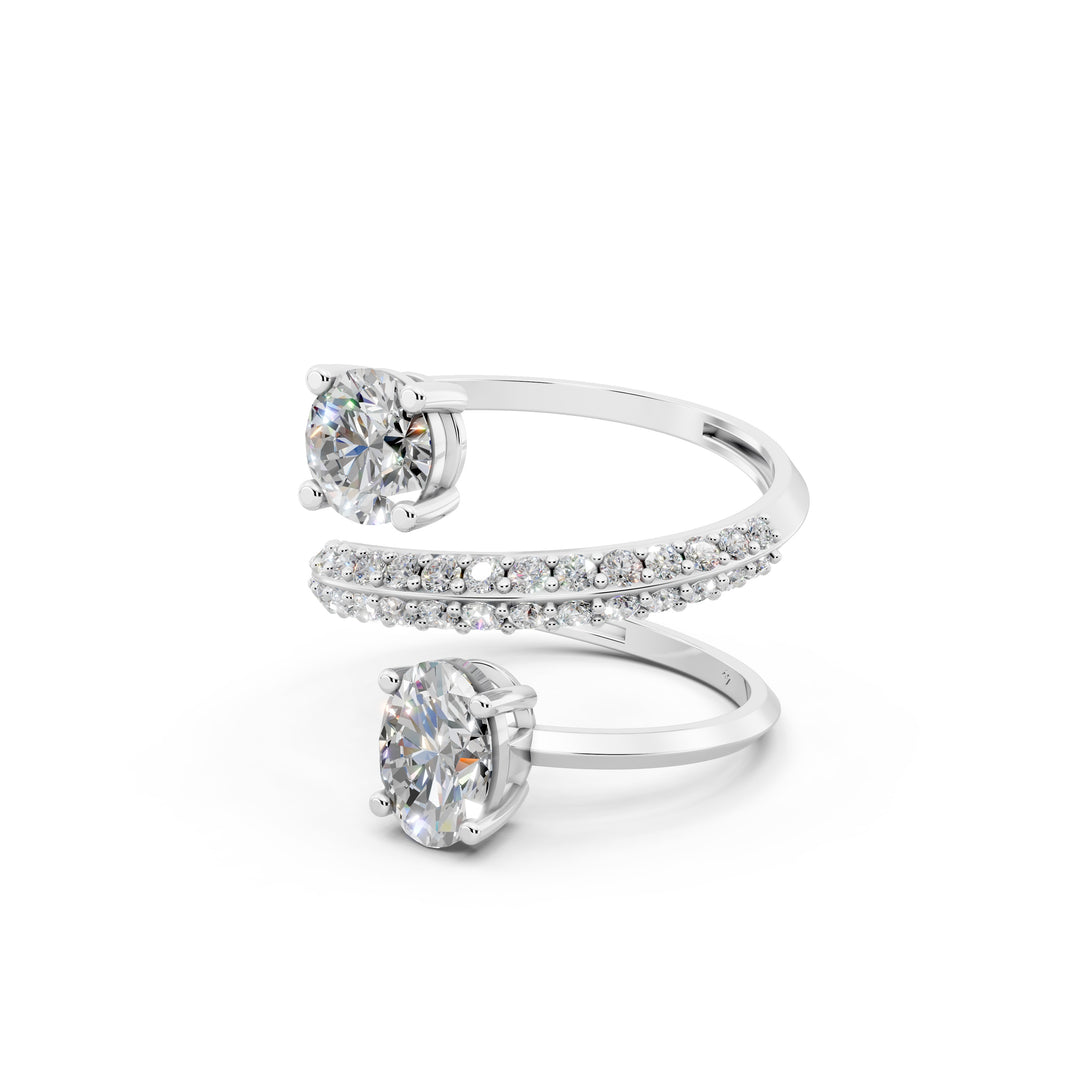 Amara Oval Solitaire Diamond spiral Womens Ring