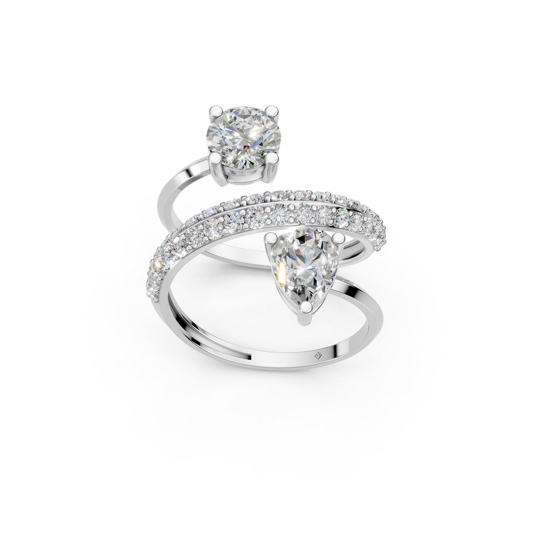 Amaya Pear Solitaire Diamond spiral Womens Ring