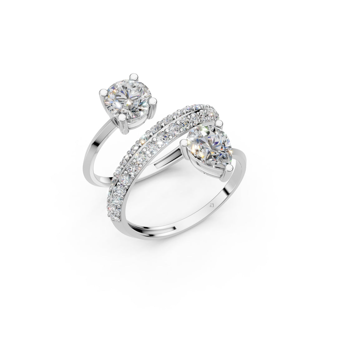 Amaya Pear Solitaire Diamond spiral Womens Ring