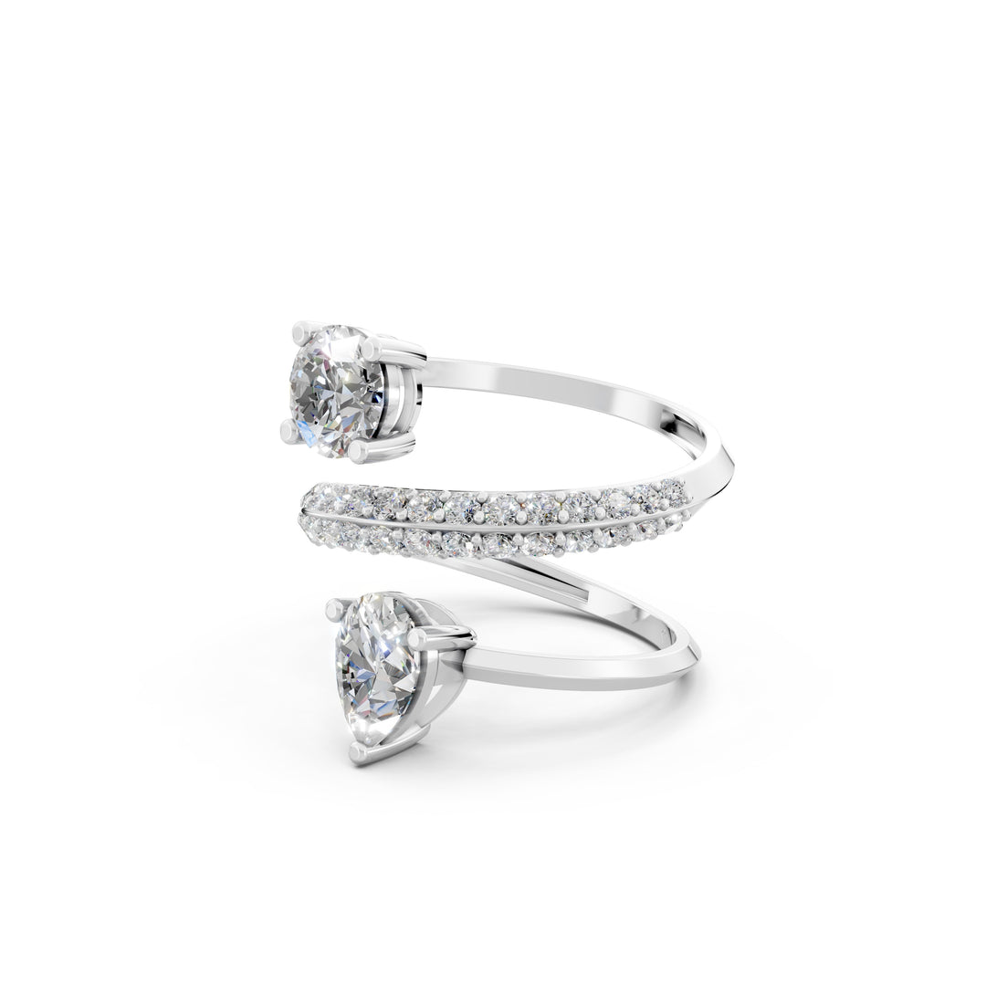 Amaya Pear Solitaire Diamond spiral Womens Ring