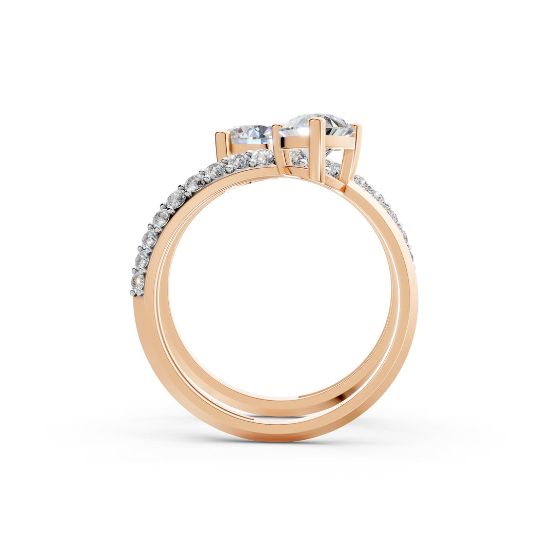 Amaya Pear Solitaire Diamond spiral Womens Ring