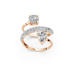 Load image into Gallery viewer, Amaya Pear Solitaire Diamond spiral Womens Ring

