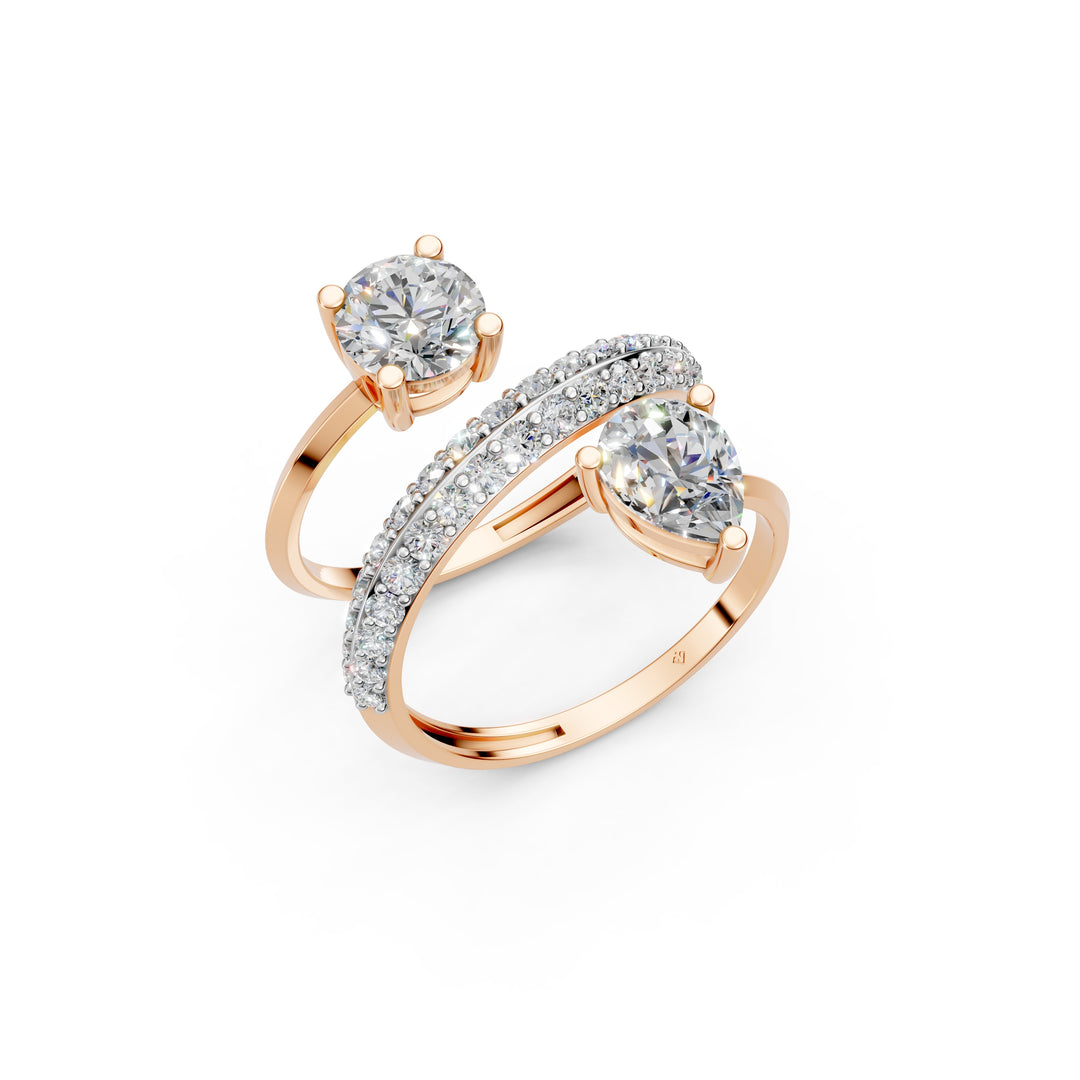 Amaya Pear Solitaire Diamond spiral Womens Ring
