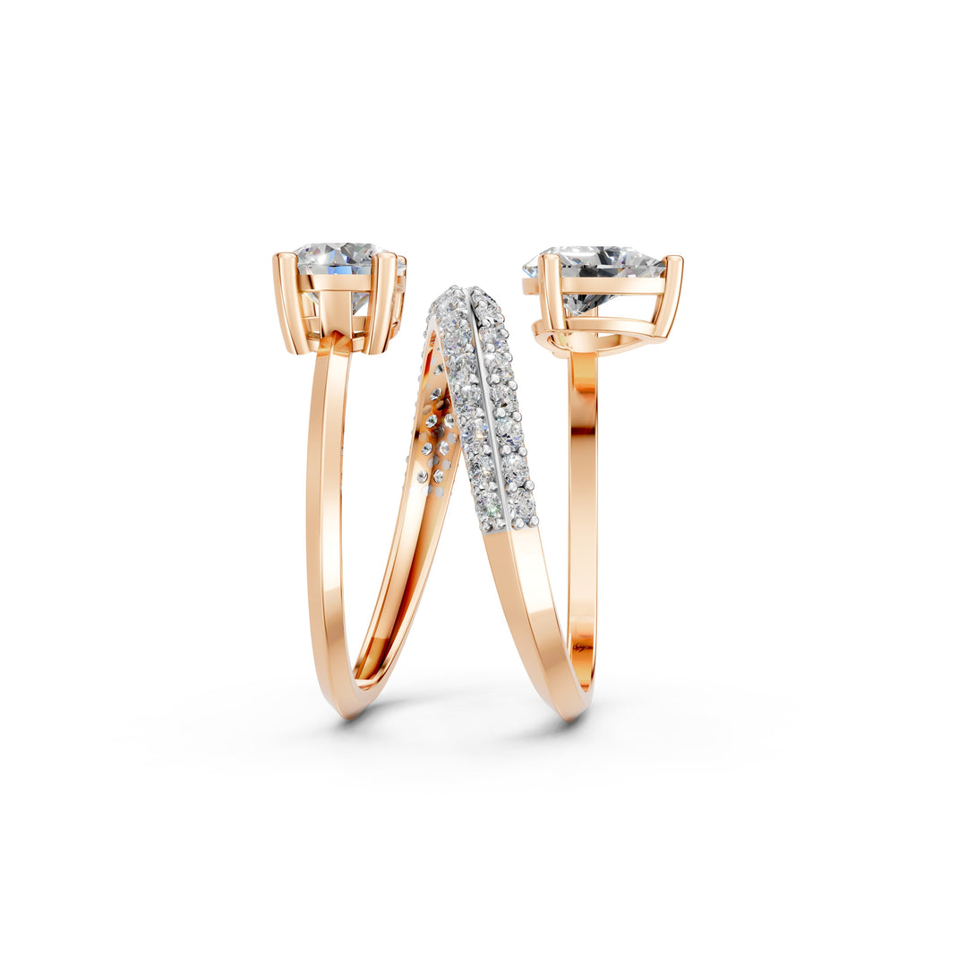 Amaya Pear Solitaire Diamond spiral Womens Ring